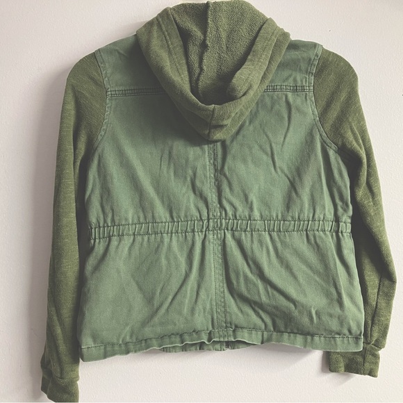 Girl’s Hooded Jacket, 8-10, Faded Olive Green, Full Front Zipper, by Justice - Picture 5 of 5